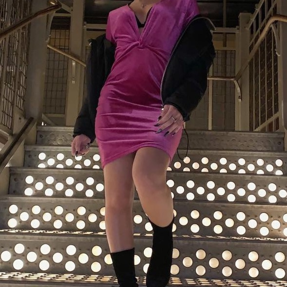 Fuchsia velvet dress
